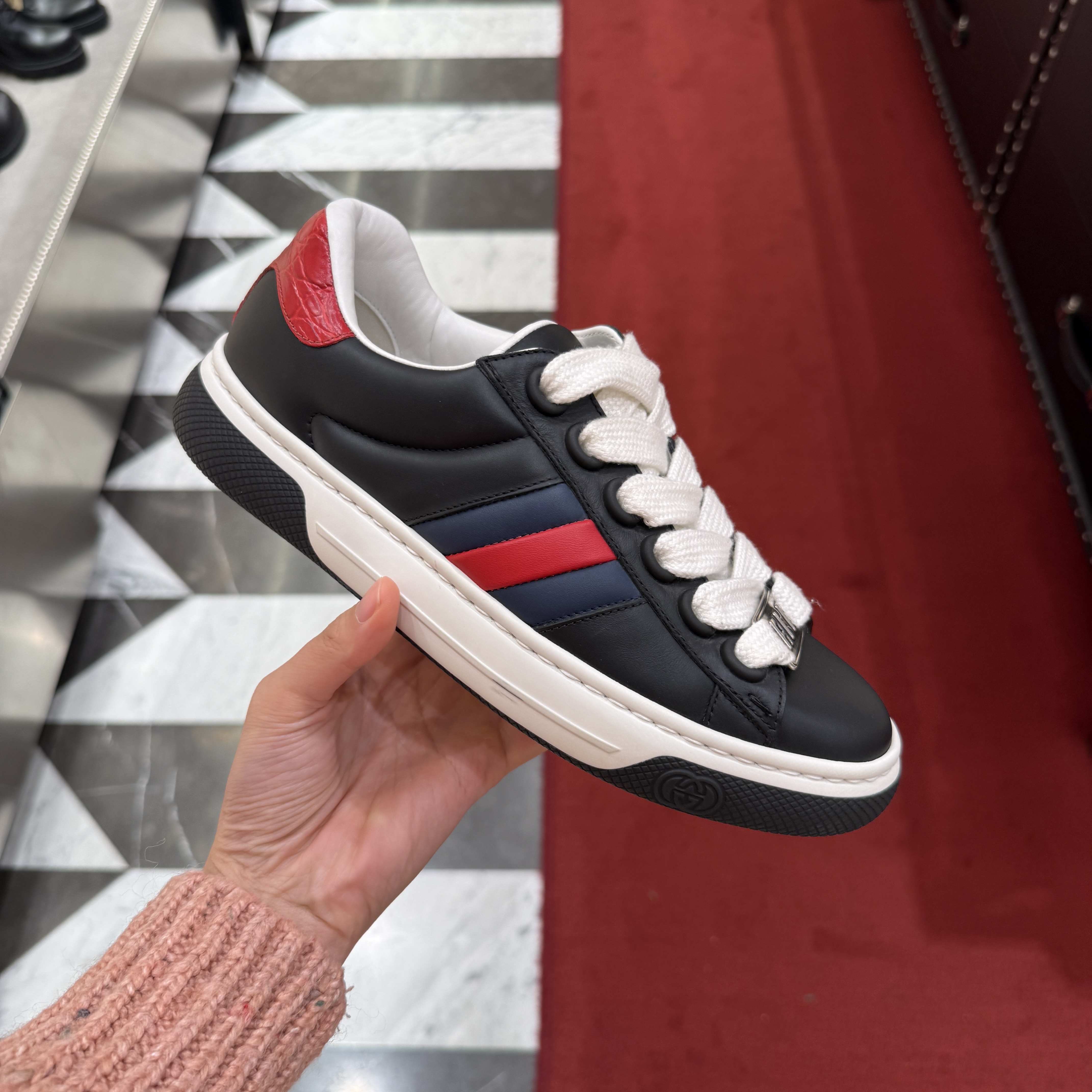 Gucci Hyper Ace Web Sneakers Black 806633