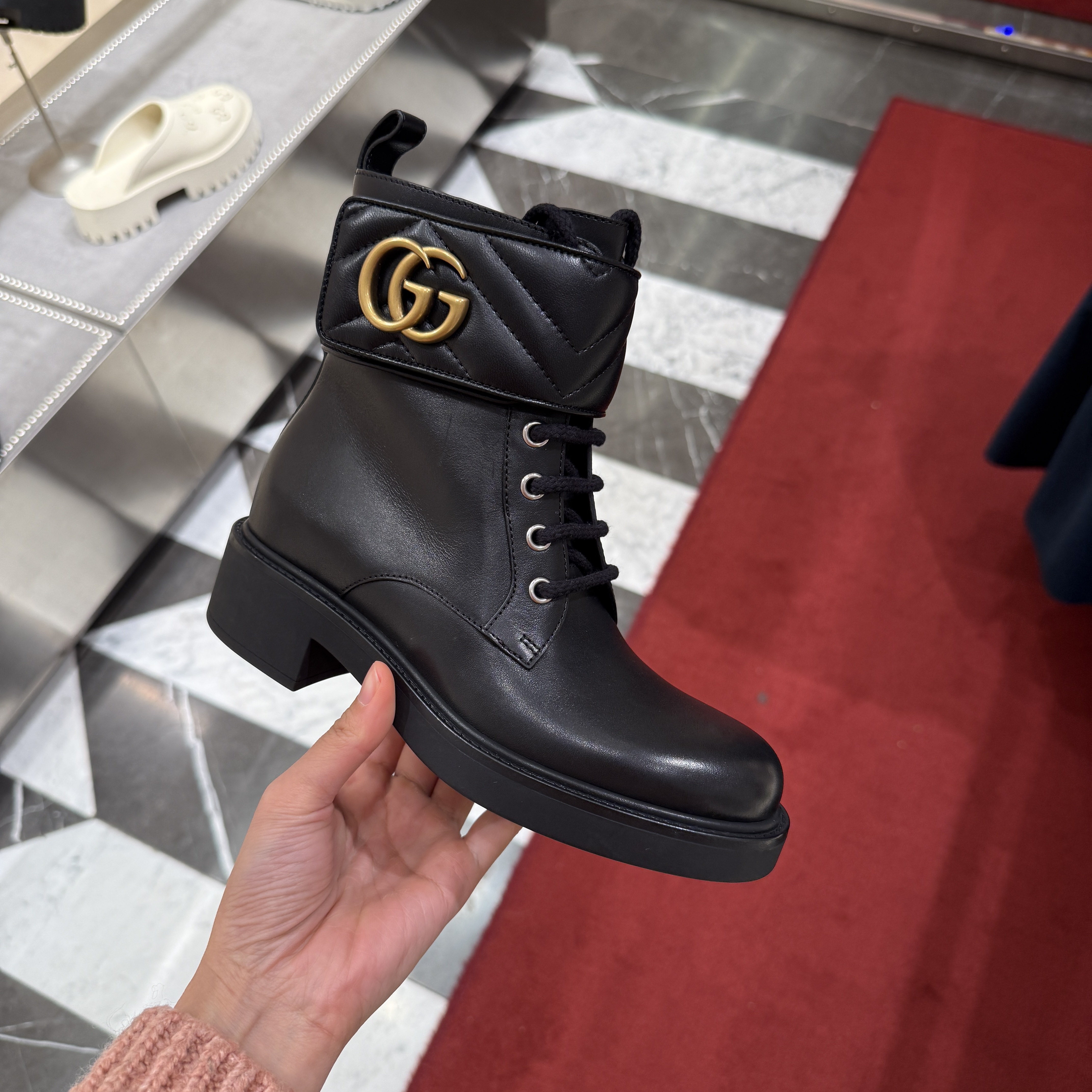 Gucci Marmont leather boots black 670397