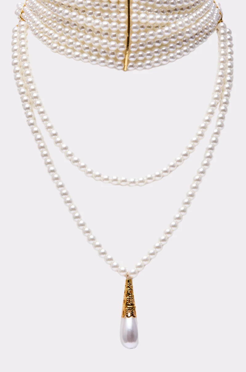 Lux White白色層次珍珠墜飾頸鍊