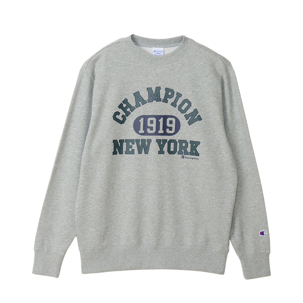 男款 -BASIC 印花長袖 大學T-灰色（C3-A010-070）