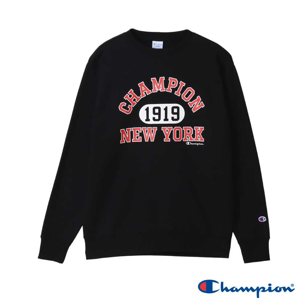 男款 -BASIC 印花長袖 大學T-黑色（C3-A010-090）