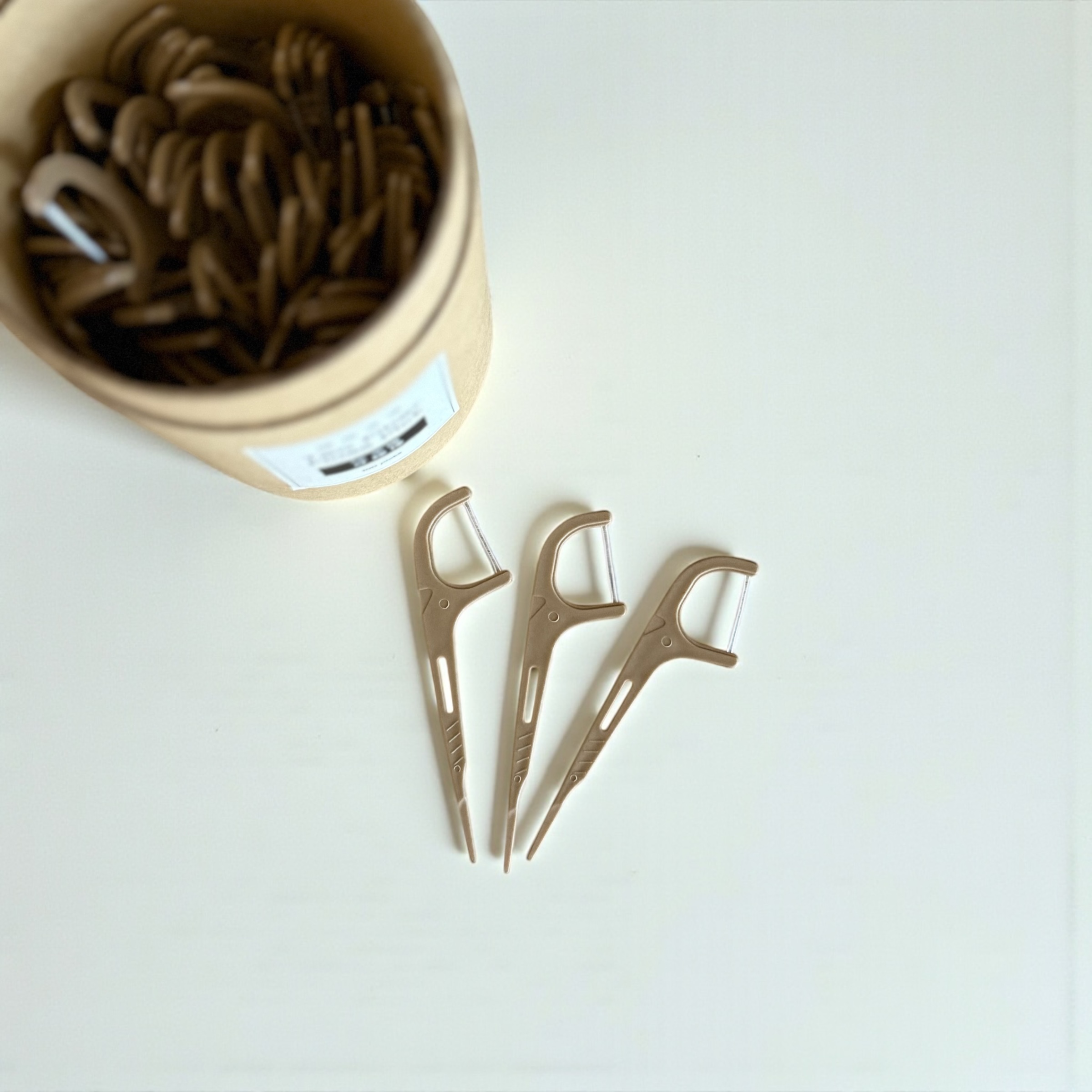 【綠印生活】茶纖維牙線棒 100支入｜強韌雙線 · 永續潔淨