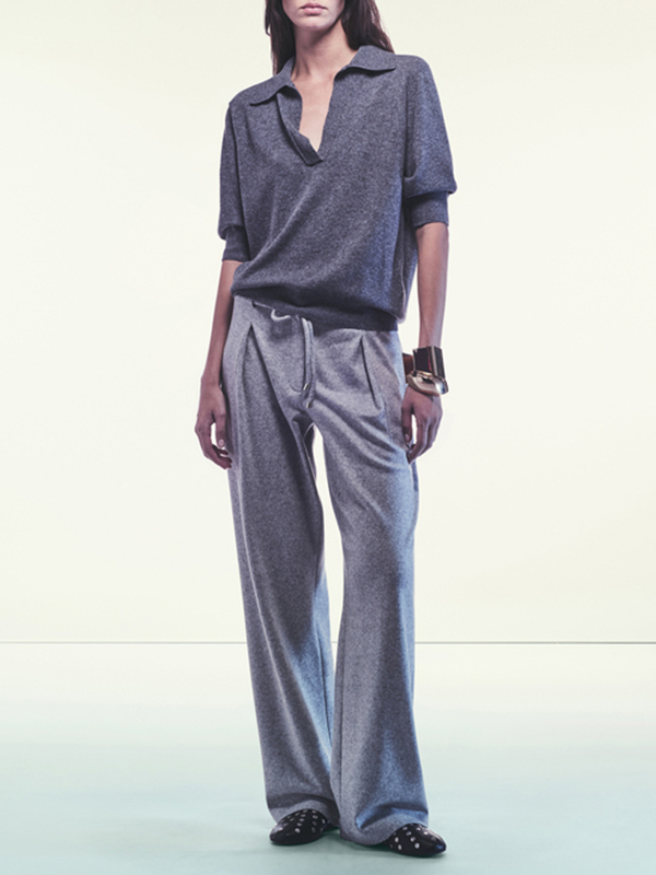 LIVIANA CONTI  POLO領五分袖針織上衣(灰)