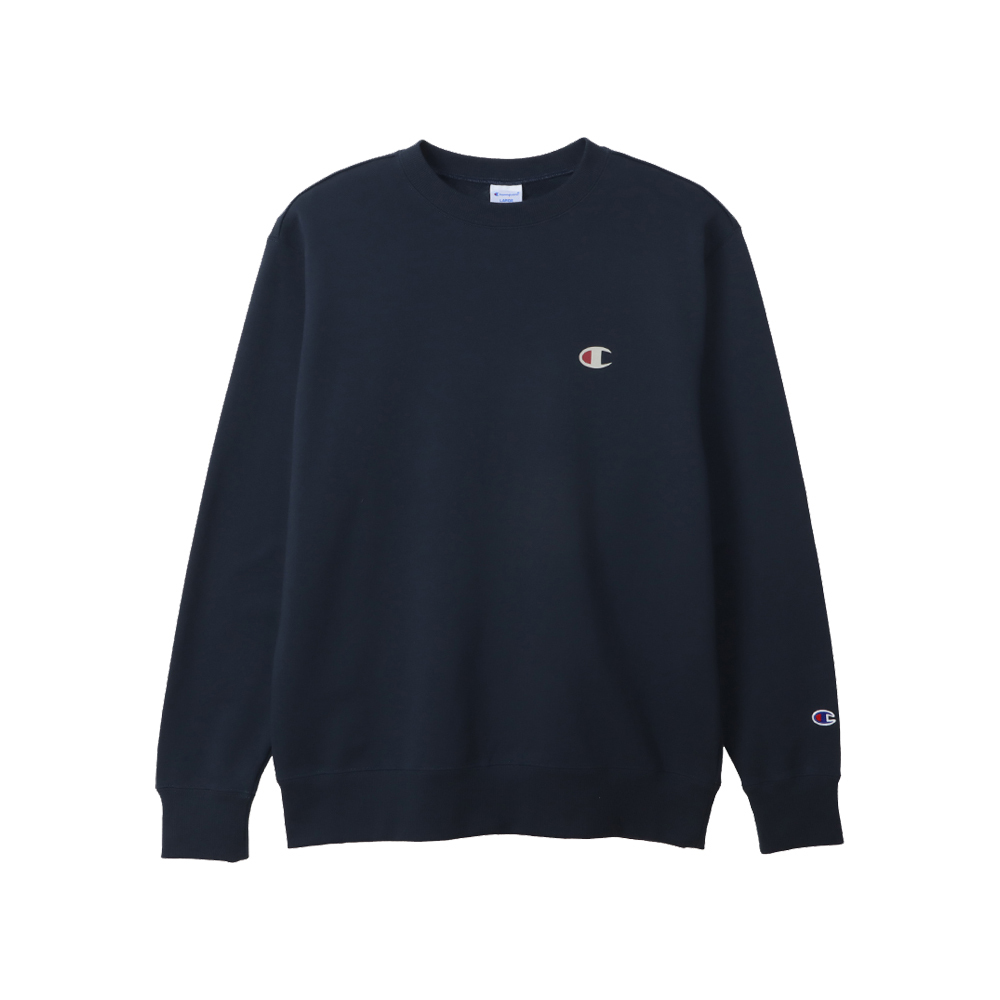 男款 -BASIC 小C印花長袖 大學T-深藍色（C3-A012-370）