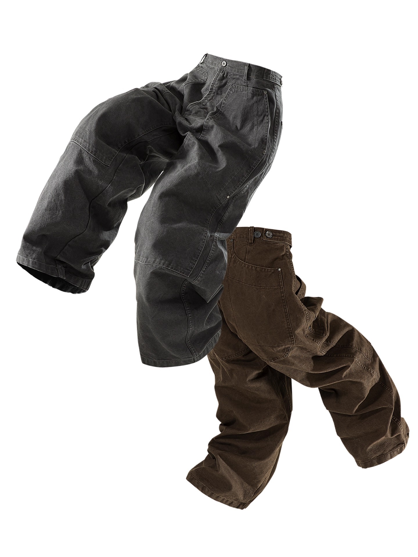 WHYWORKS 25AW [狩獵] 機能工裝伐木褲重磅做舊廢土闊腿寬鬆長褲