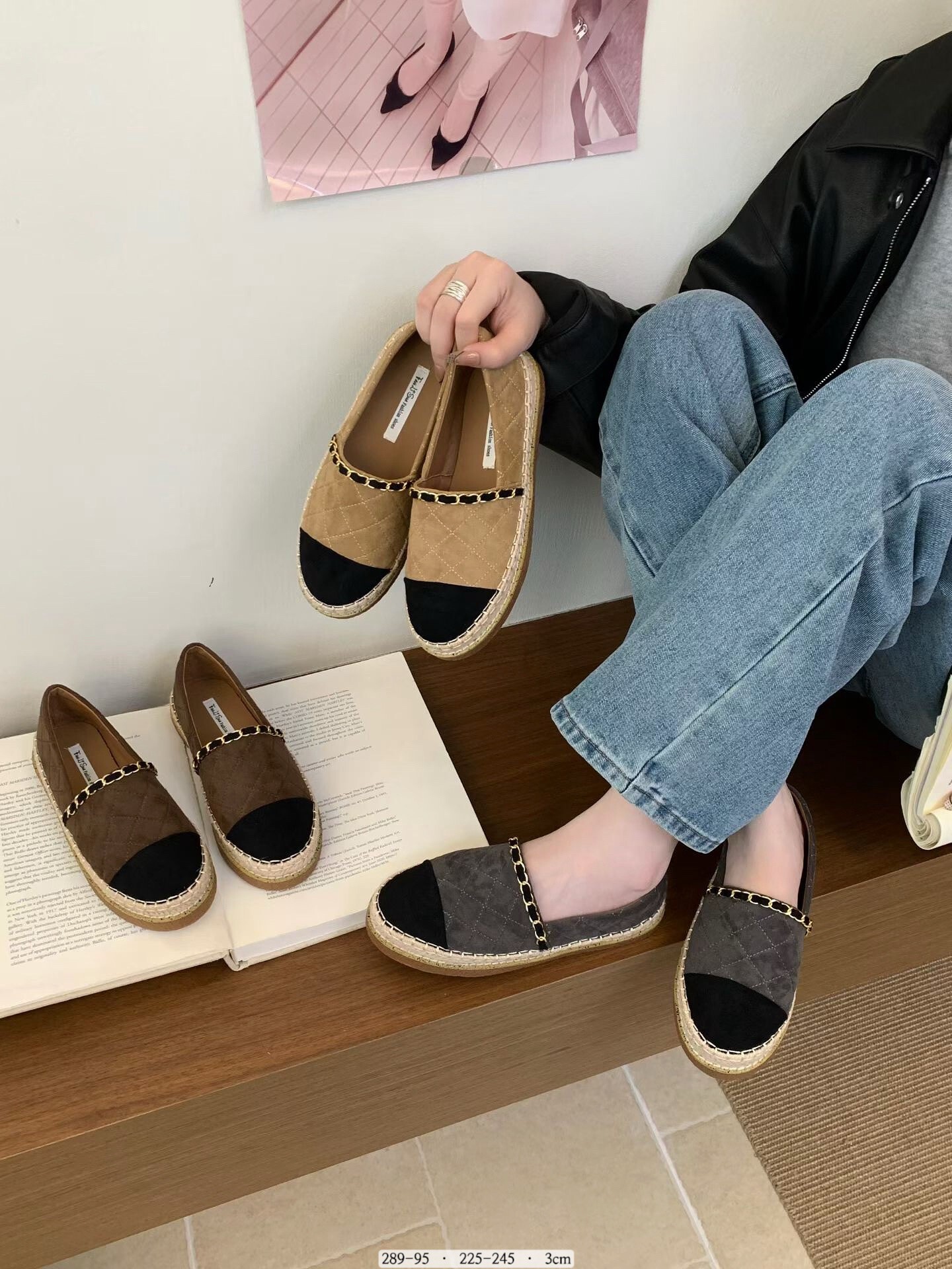 289-95韓國小香風鍊條拼接漁夫鞋