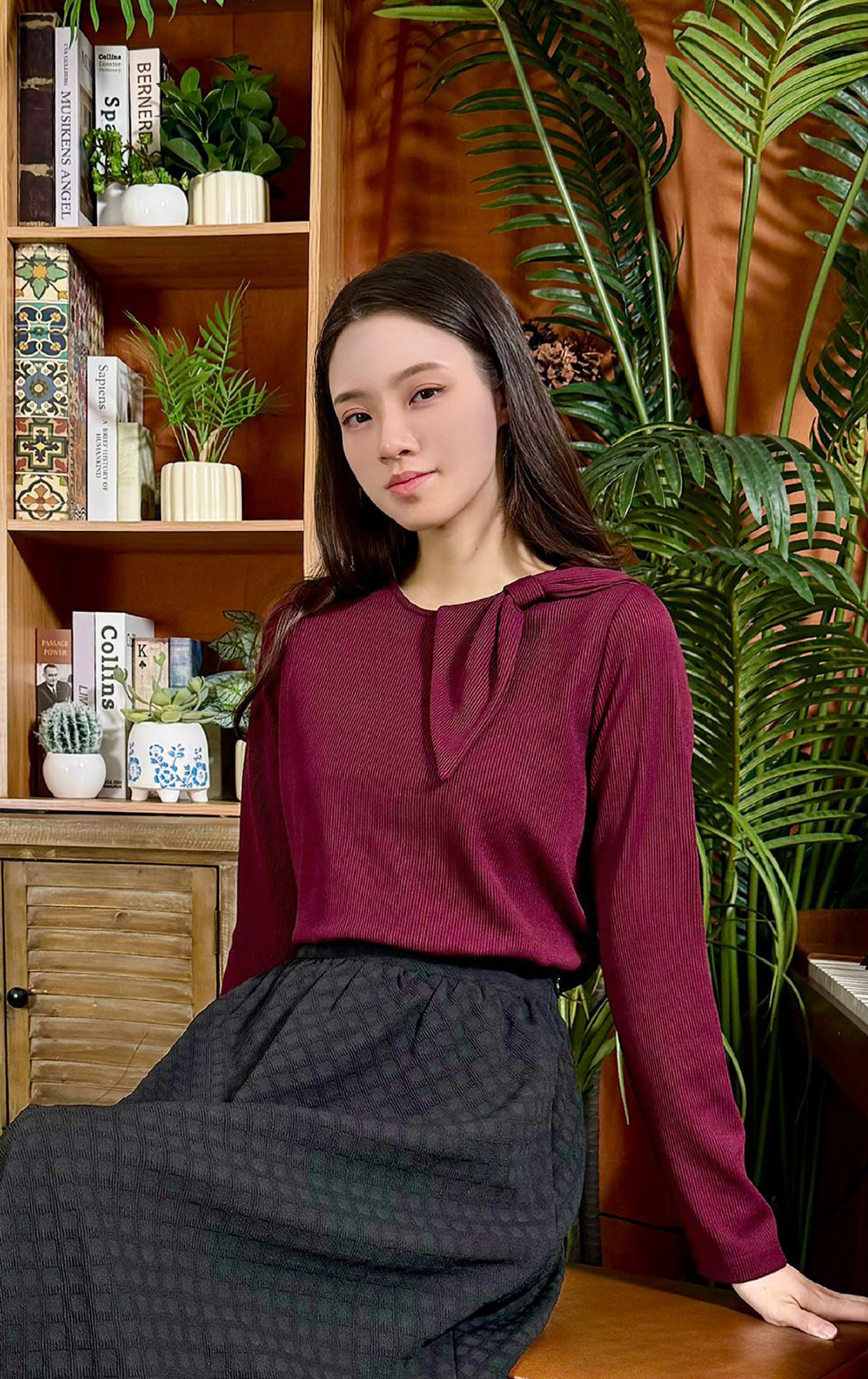 蝴蝶結領口上衣 LT0827