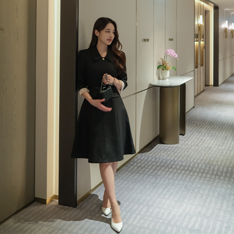 🚀當日出貨 Alberta法式優雅高級洋裝( 2 colors ) 附質感皮帶