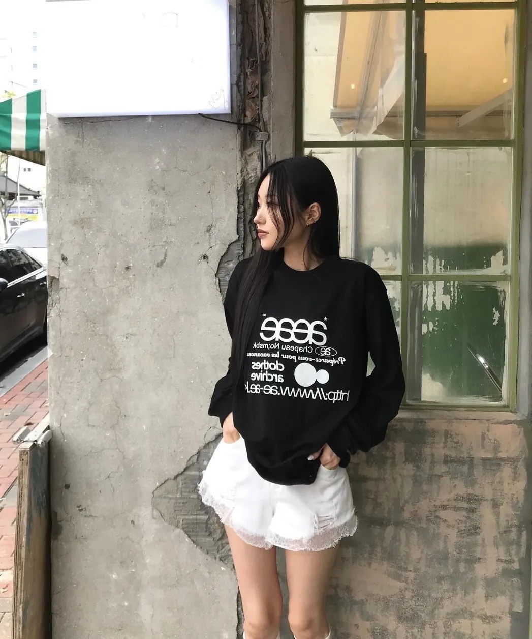 🇰🇷 aeae WEB LOGO 薄長袖 縮口袖 寬鬆 / 預購