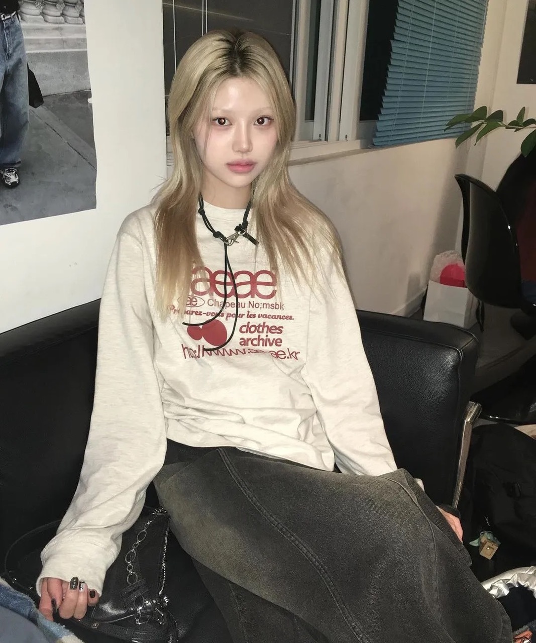 🇰🇷 aeae WEB LOGO 薄長袖 縮口袖 寬鬆 / 預購