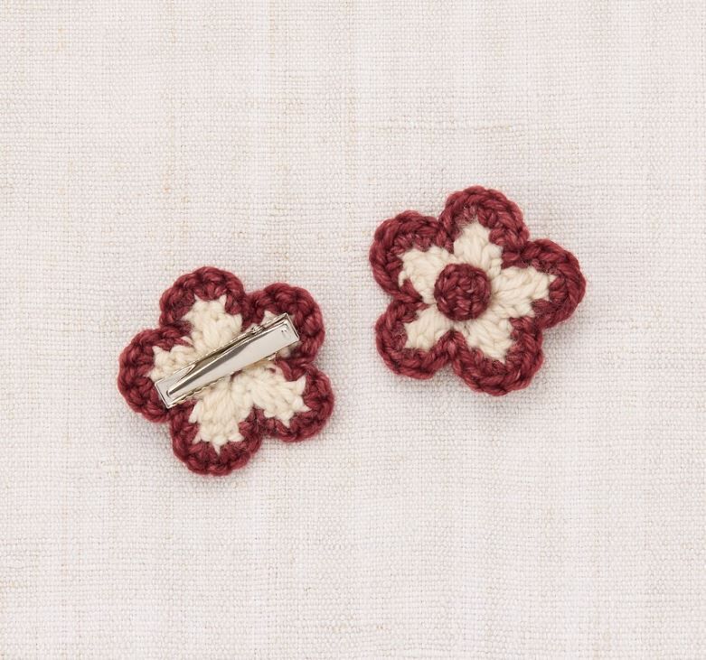 Misha & Puff  編織花花髮夾 Medium Flower Clip Set - String