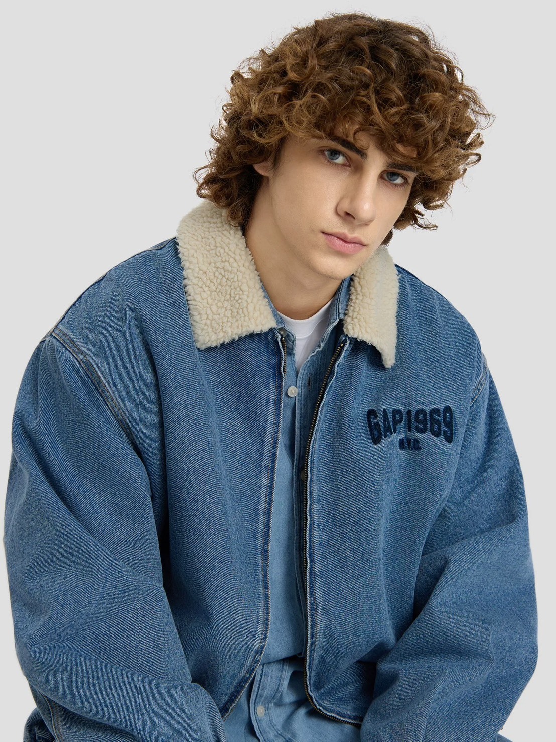 GAP 羊羔毛 翻領 牛仔外套