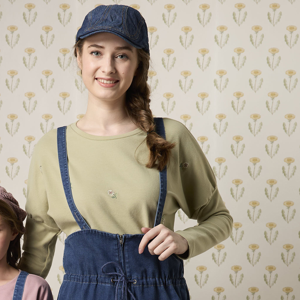 PIPPY 精緻小花刺繡棉質上衣 綠