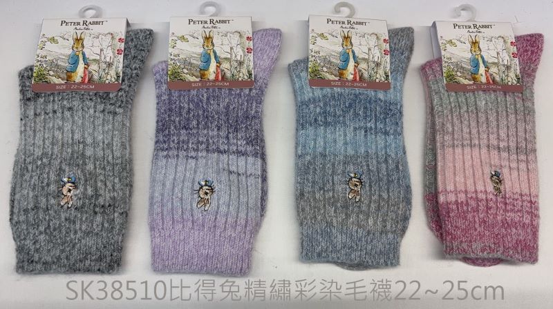 彼得兔精繡加長彩染羊毛襪SK38502-38511