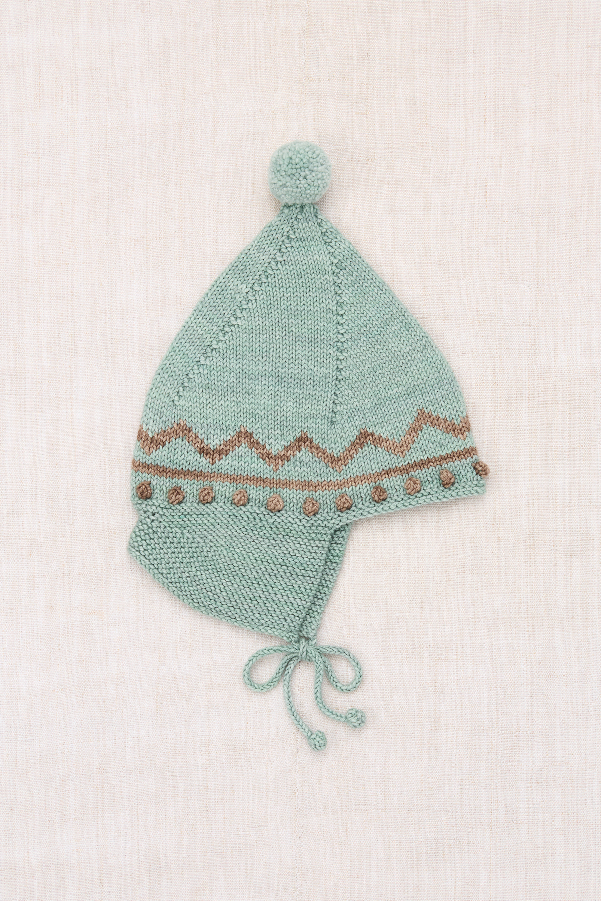 Misha & Puff 毛球精靈綁帶帽  Zig Zag Pointly Peak Hat - Sage