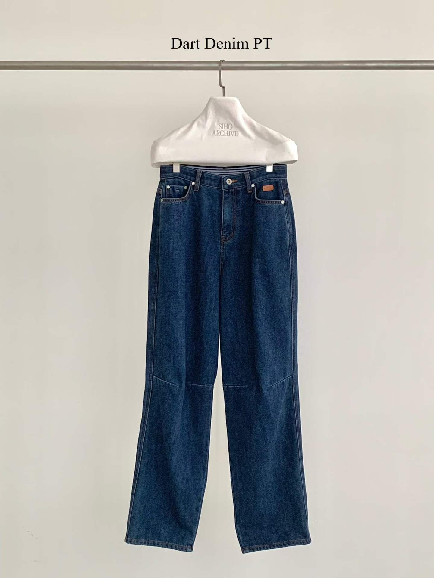 AP5103 高腰車線壓褶牛仔褲