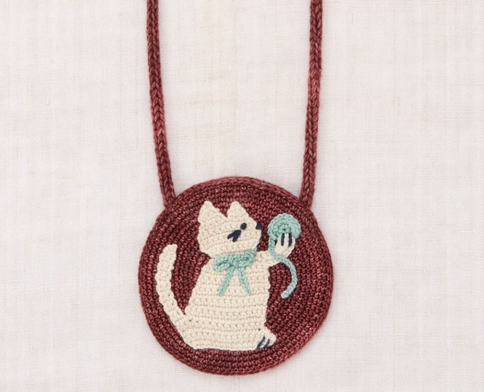 Misha & Puff  小貓編織包 Meadow Yarn Cat Circle Bag - Madder Root