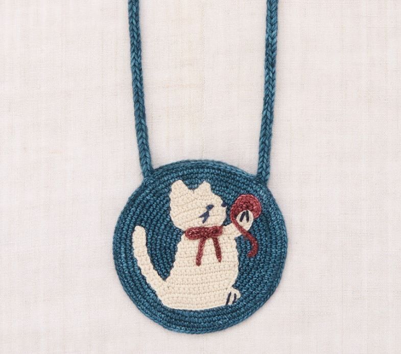 Misha & Puff  小貓編織包 Meadow Yarn Cat Circle Bag - Blue Smoke