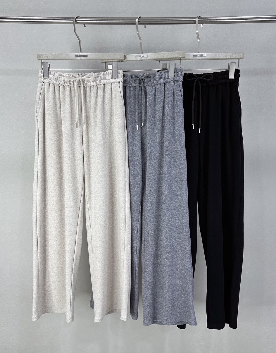 抽繩口袋舒服絨布寬褲