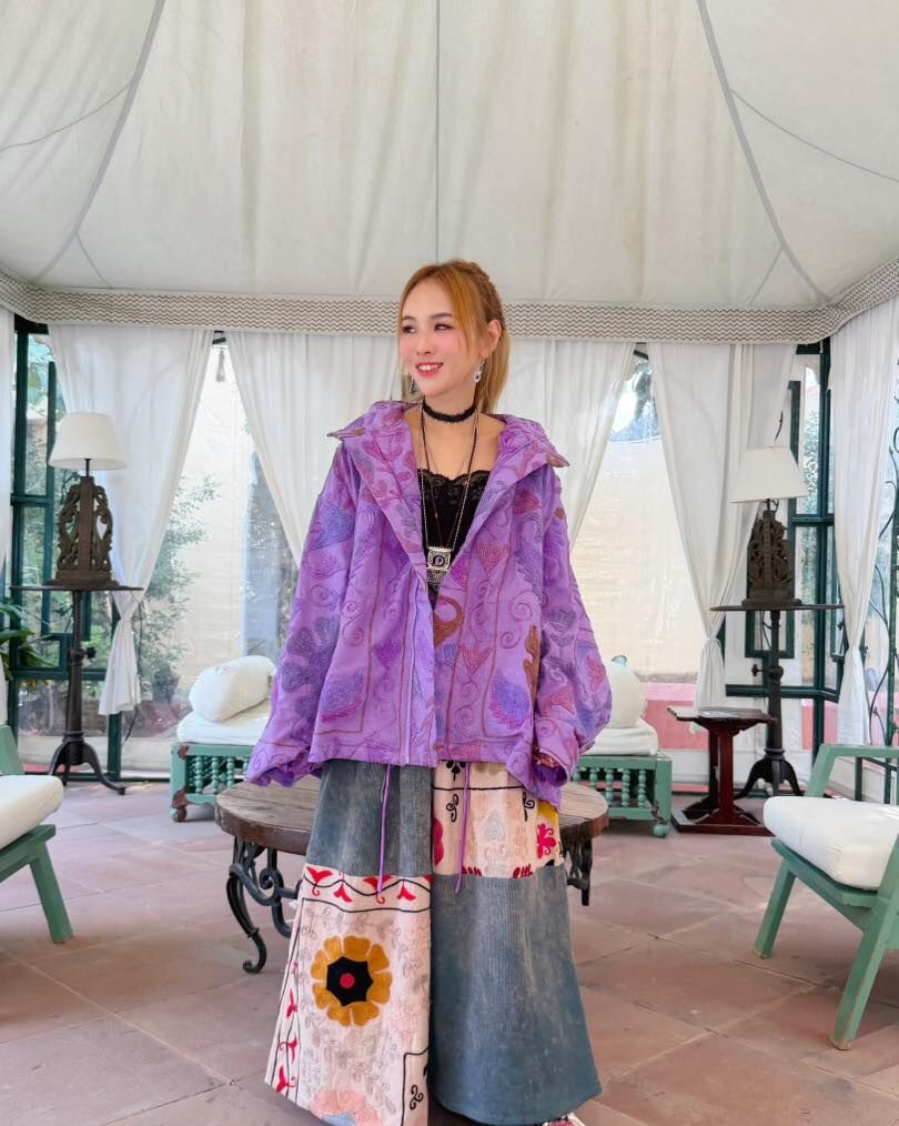 Macrame 印度原廠直送 刺繡外套 紫色