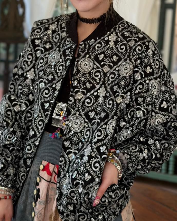 Macrame 印度原廠直送 刺繡外套 黑色