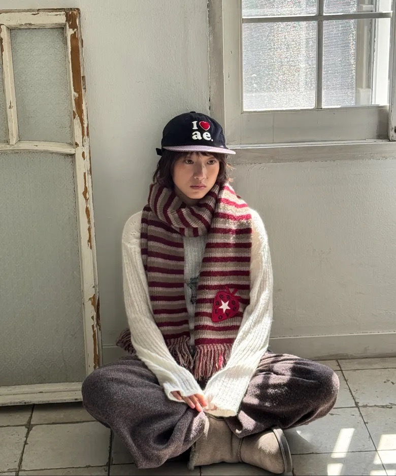 🇰🇷 aeae CHECK BALL CAP 刺繡LOGO 燈芯絨 條紋 拼接 棒球帽 平板帽 / 預購