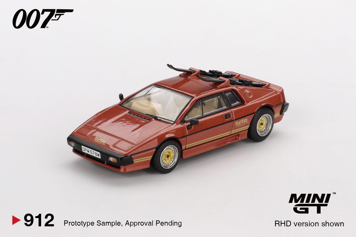 預訂 Pre-order - MiniGT 912 Lotus Esprit Turbo Copper Fire Metallic  "For Your Eyes Only" / 英文版 English Blister Packaging