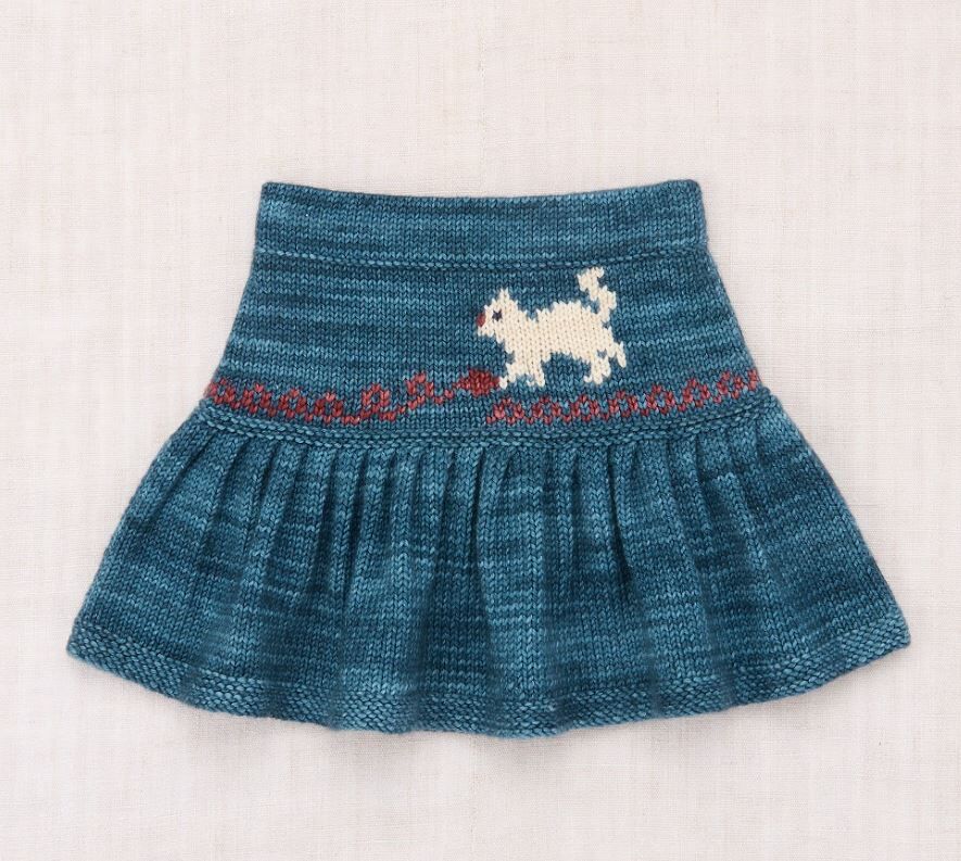 Misha & Puff 小貓玩毛線針織裙 Kitten Tangle Skirt - Blue Smoke