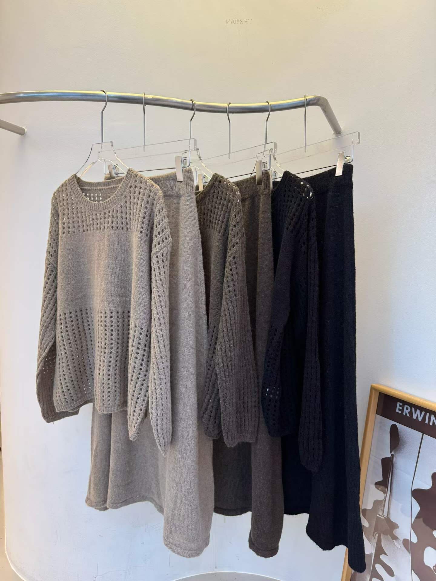 MG5108 洞洞針織長裙套裝