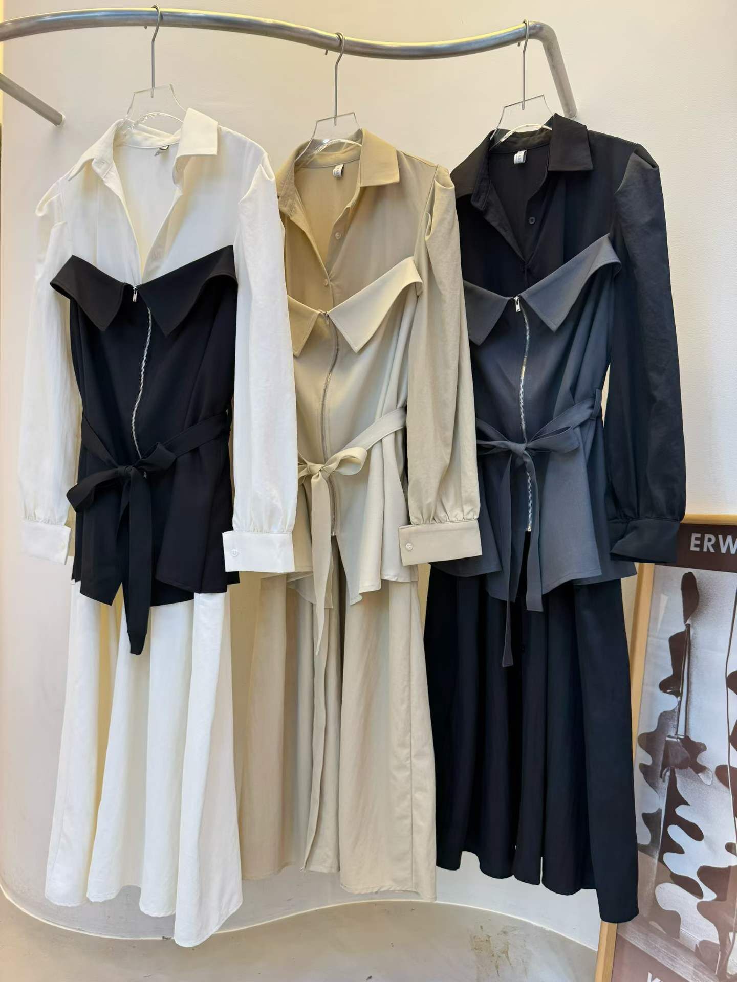 MG5109 假兩件馬甲恤衫連身裙