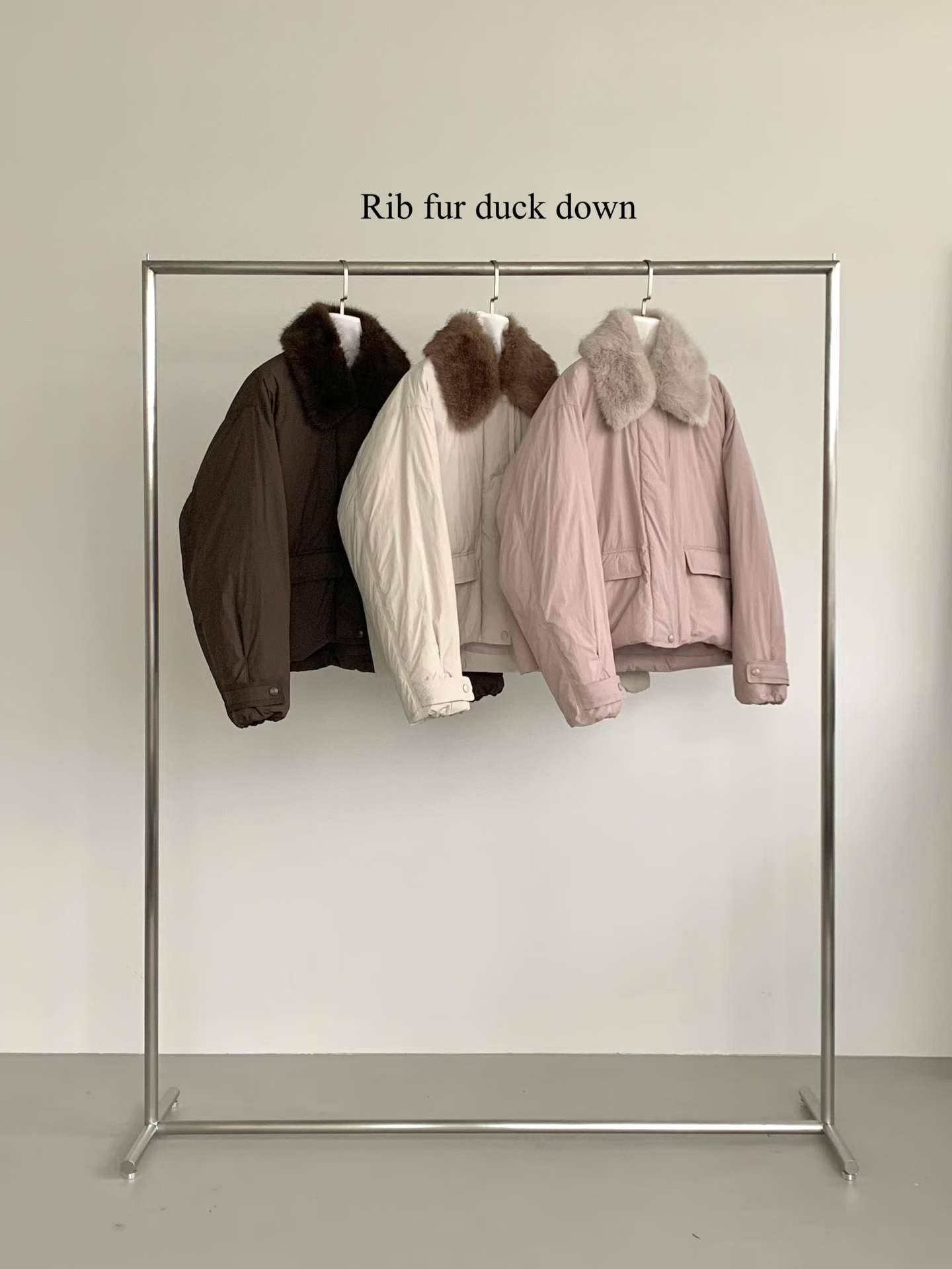 AP5117 毛毛領仿羽絨雙口袋外套