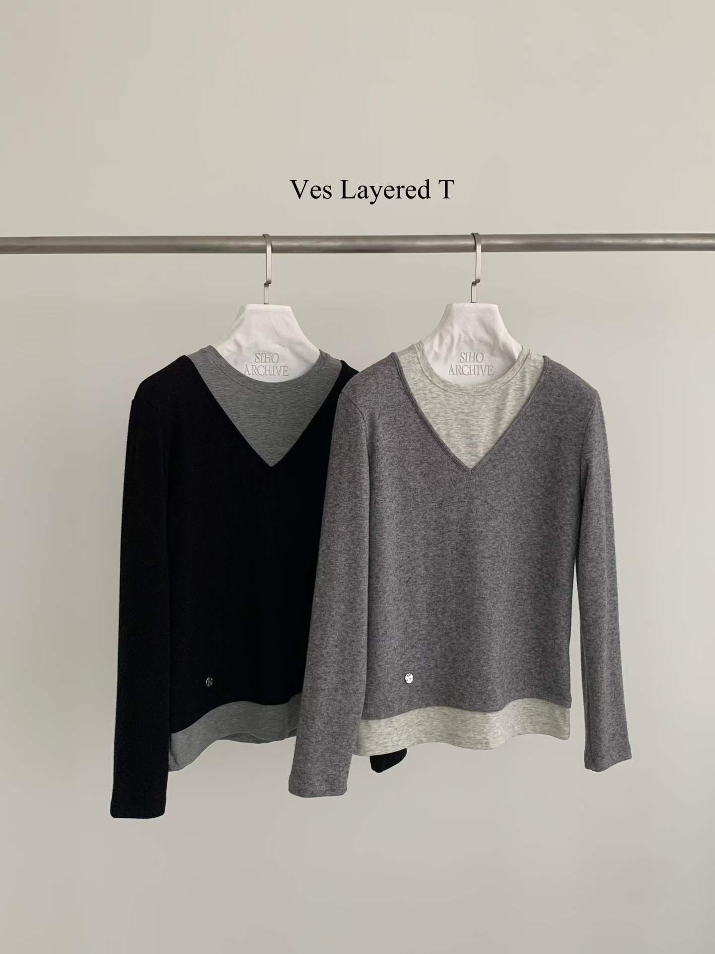 AP5121 假兩件拼色層次棉質上衣