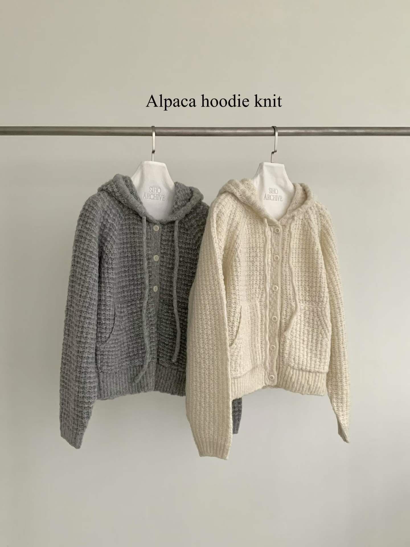 AP5124 羊駝毛連帽排扣外套