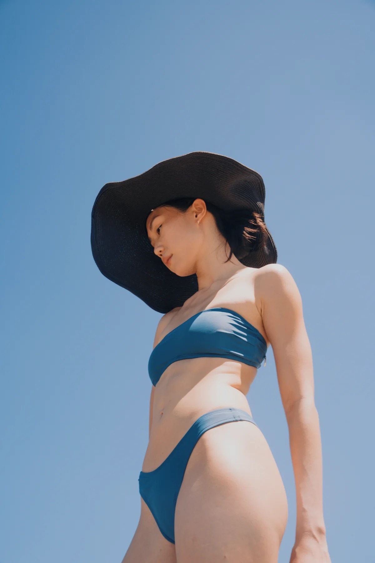 ▲moun moun - 美型大挖臀下褲/灰藍色