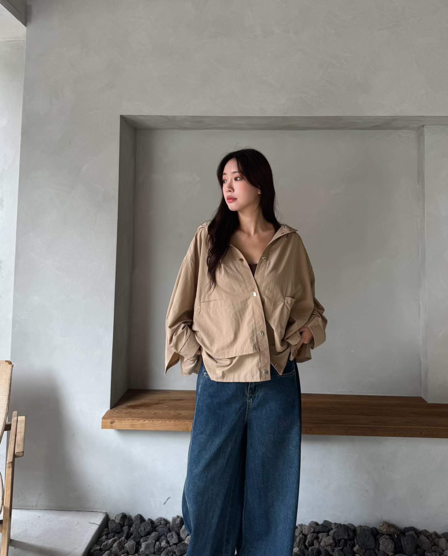 MG5123 啪啪扣連帽外套上衣