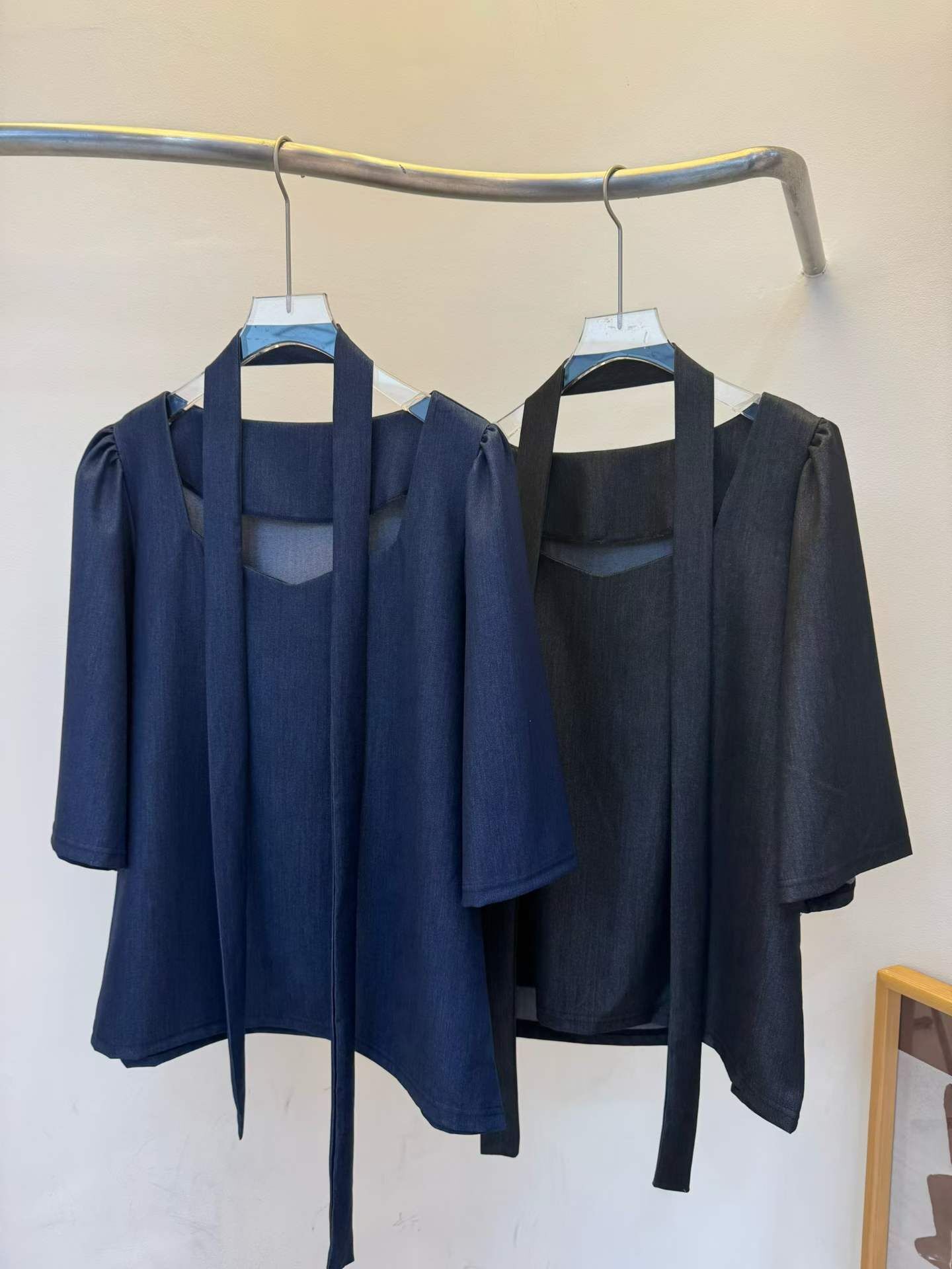 MG5124 仿牛仔公主袖上衣