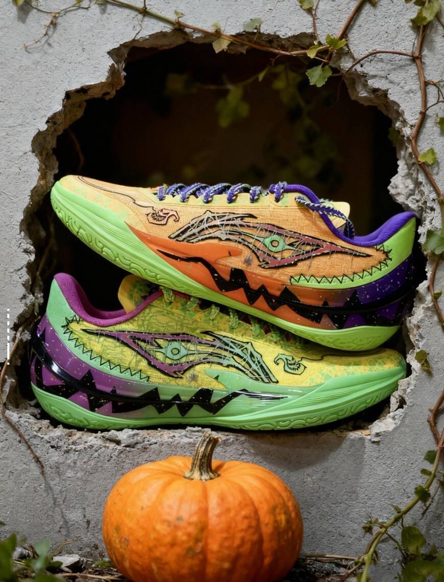 <連線代購商品>男女鞋 李寧 LI-NING 利刃5V2 萬聖節幽靈 耐磨 緩震 支撐 實戰 籃球鞋【ABAV059-16】