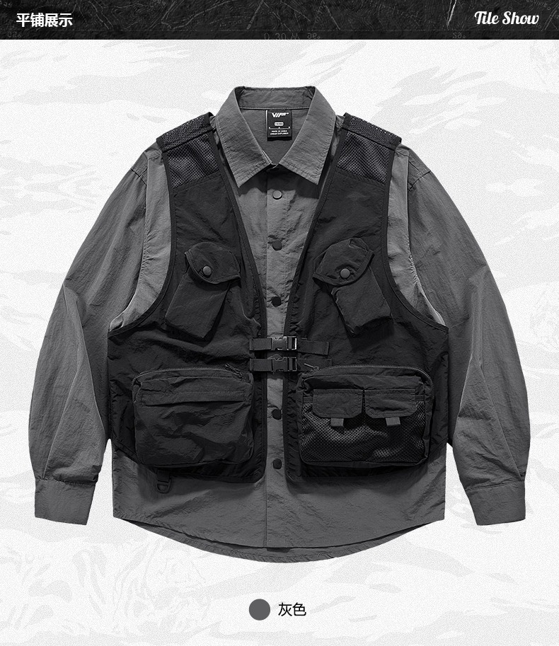 𝙏𝙀𝘾𝙃𝙒𝙀𝘼𝙍  假兩件拼接襯衫外套