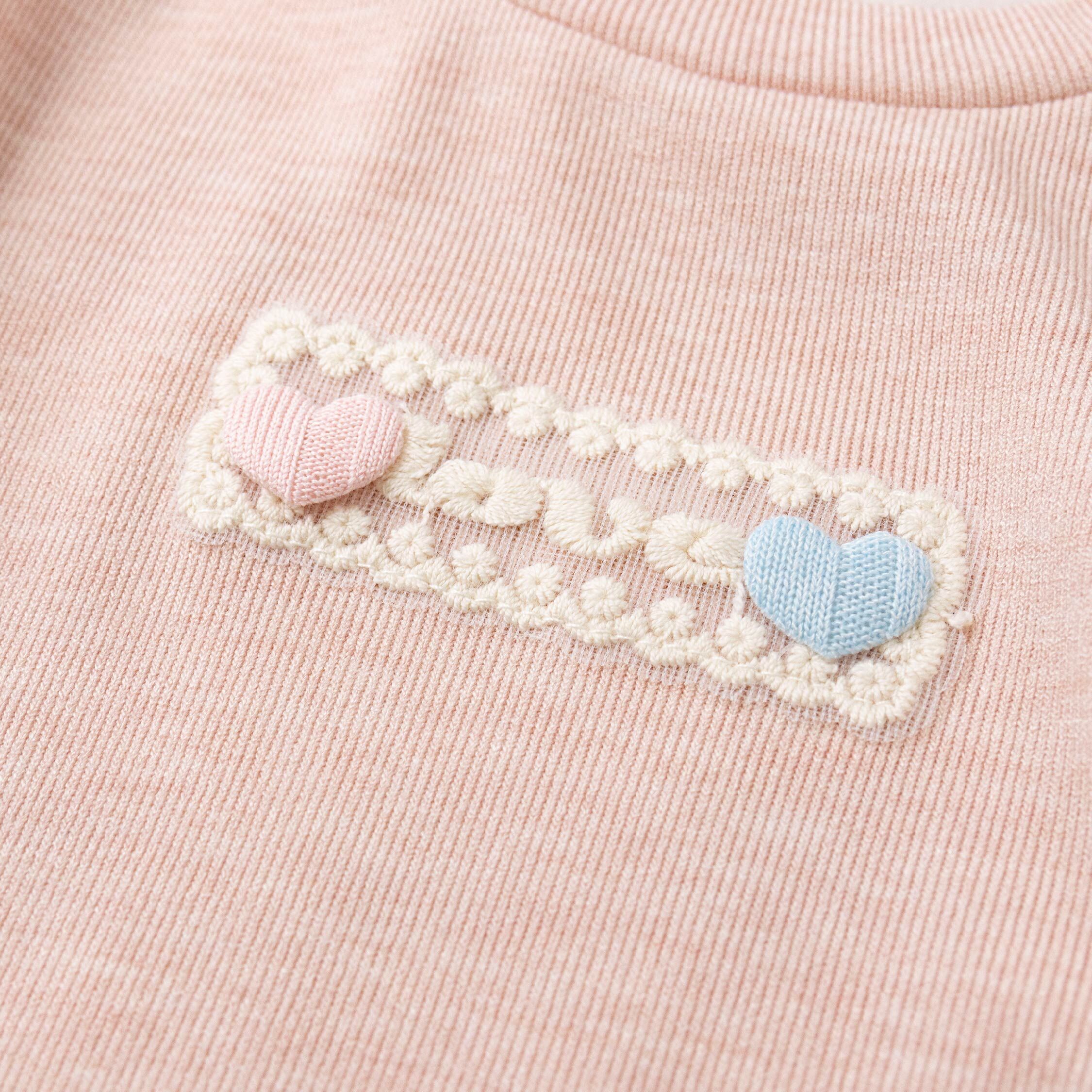 【H55596】愛心棉花糖花邊下擺上衣