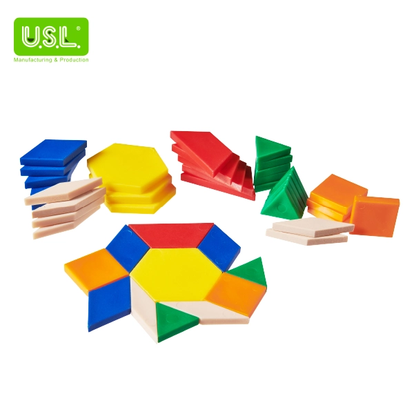 《 少年台製積木 》透明六形六色板(49pcs)