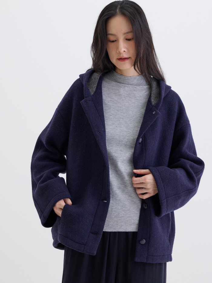 小雪怪連帽澎澎外套-黑寶