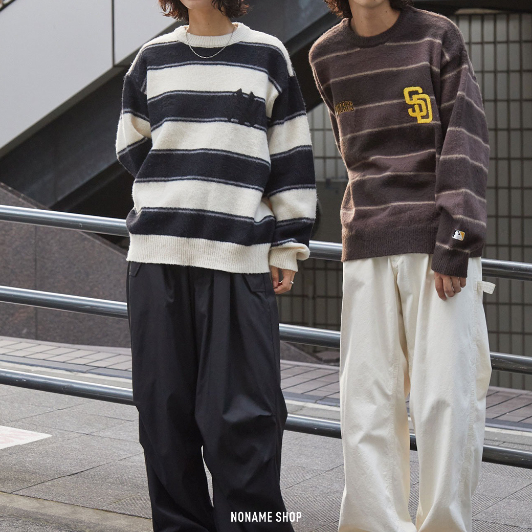 MLB 日本限定 美國職棒大聯盟 圓領 條紋 針織 長袖 三色 (男款)