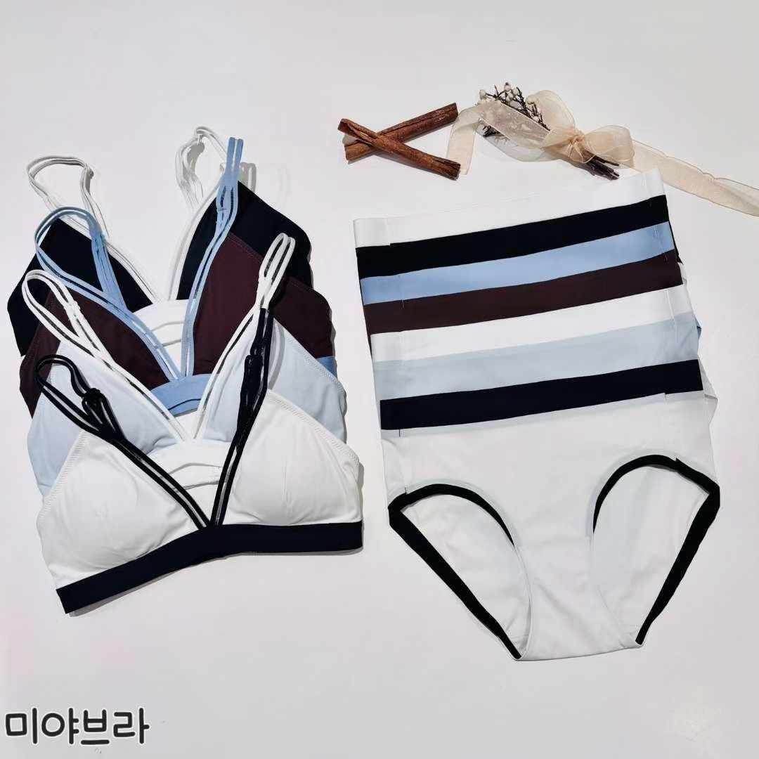 FL5116 雙吊帶拼色邊軟綿內衣套裝