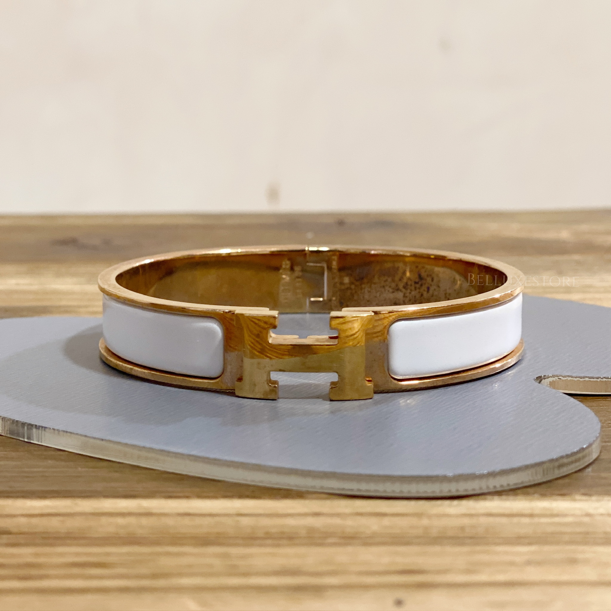 Pre-owned] Hermes clic h bracelet White/ gold