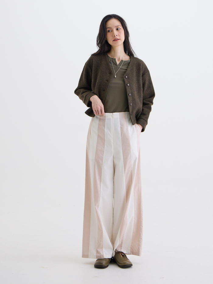 夢遊圍欄V型長袖毛料外套-墨綠