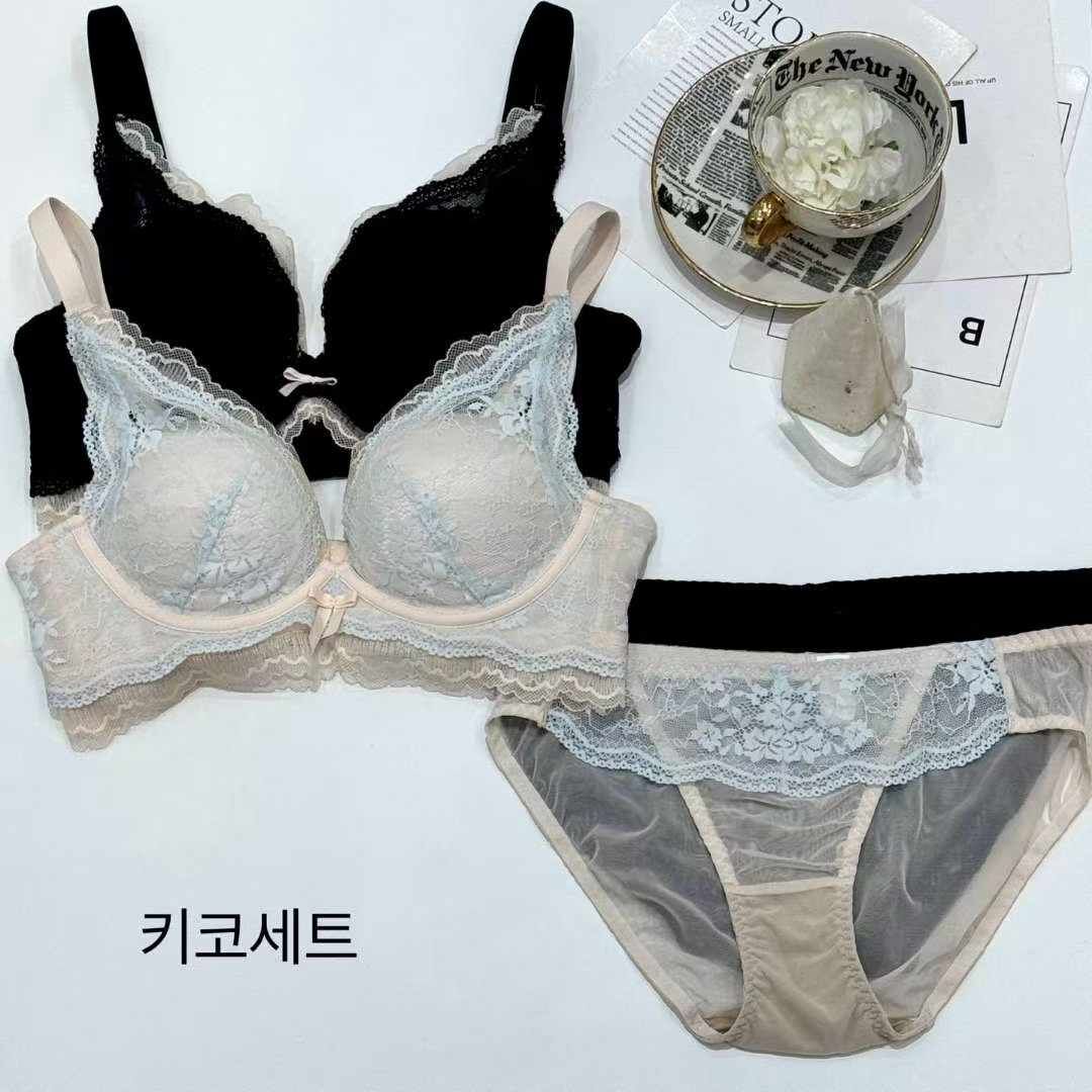 FL5118 小性感蕾絲撞色聚攏內衣套裝