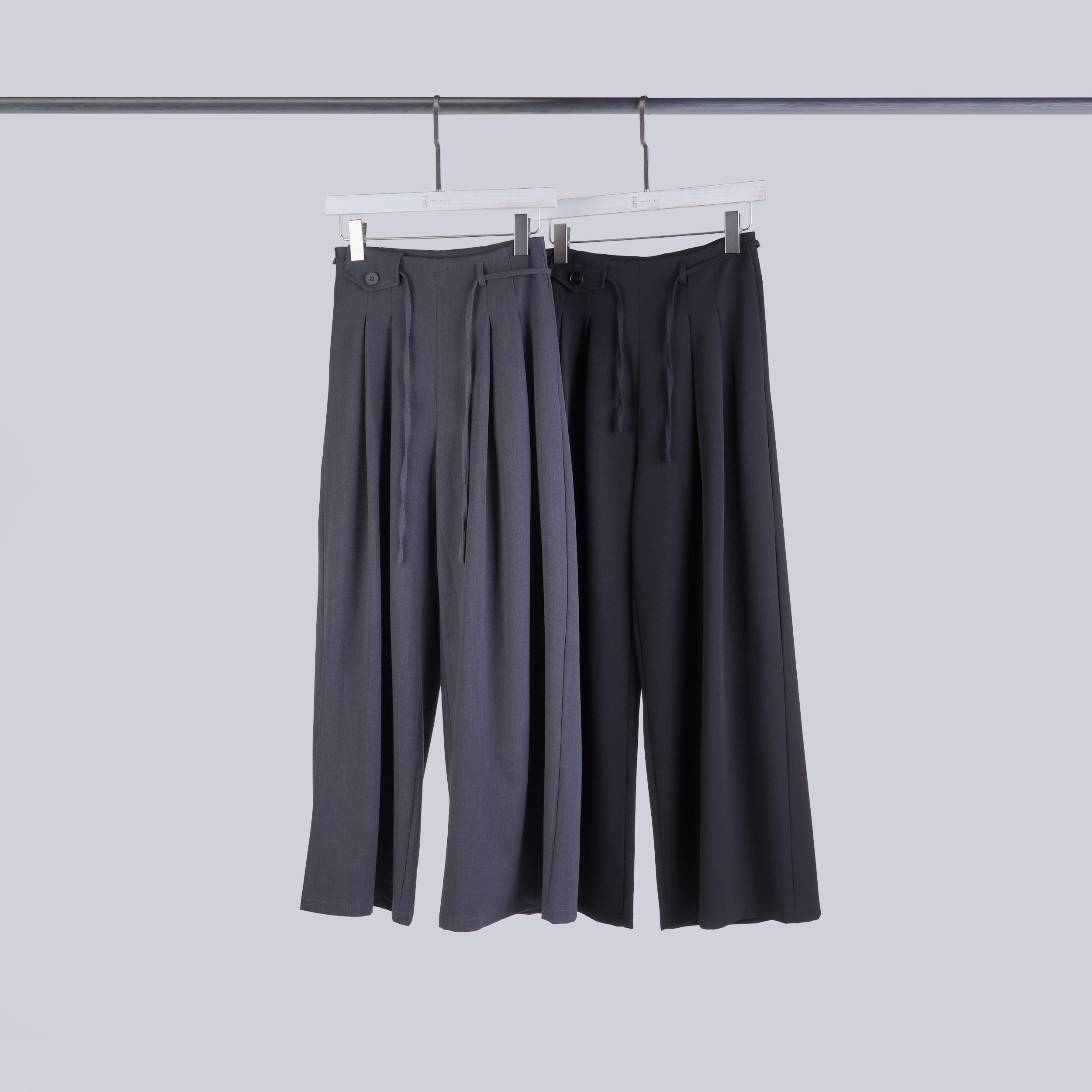 設計感腰帶釦抽繩寬褲 | S-L | 2色