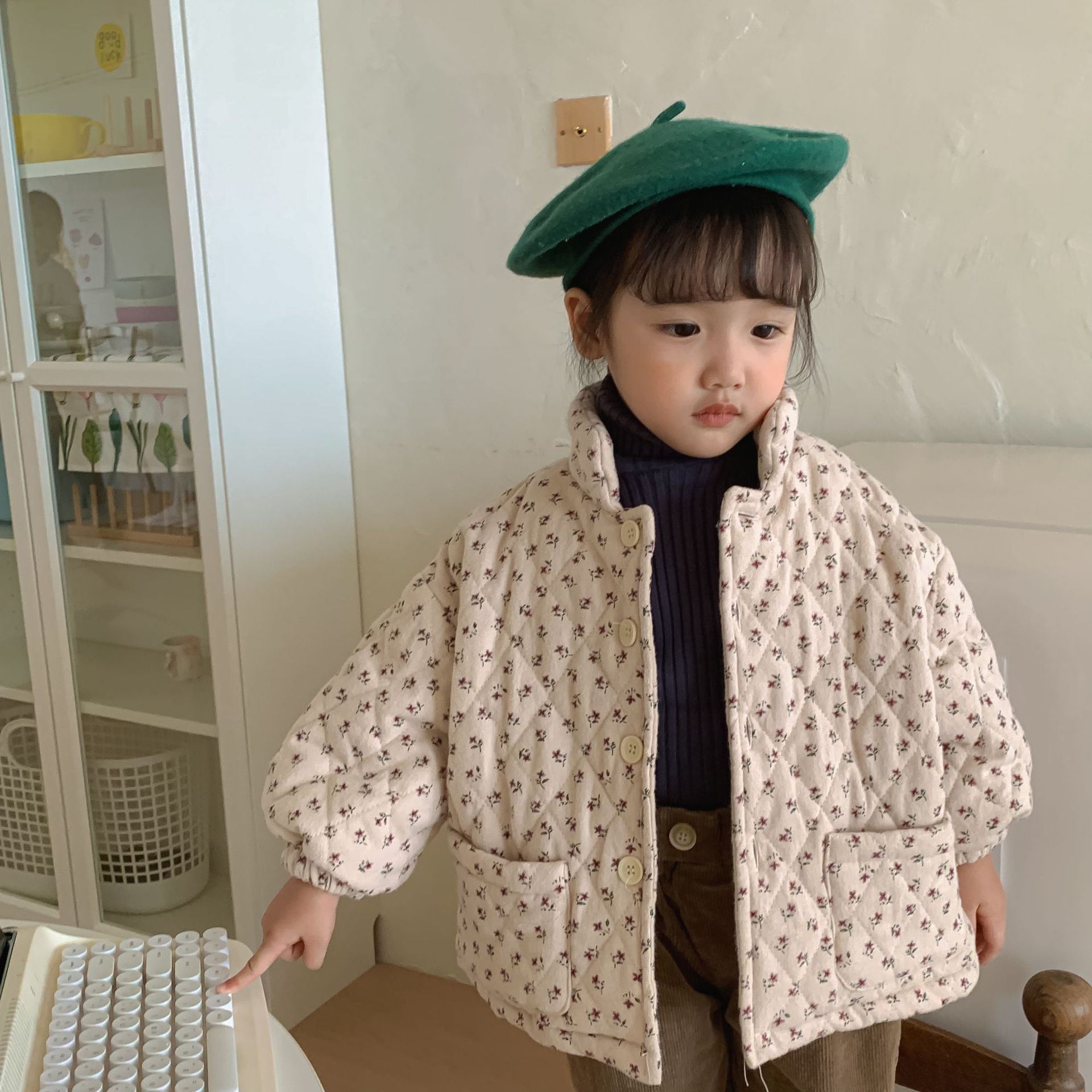 碎花/櫻桃菱格立領外套(80-150/M-L)