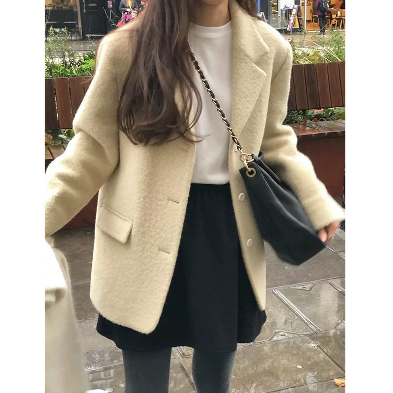 ᴷᴼᴿᴱᴬ 🇰🇷Ounce溫柔質感西裝領挺版羊毛呢外套（三色）