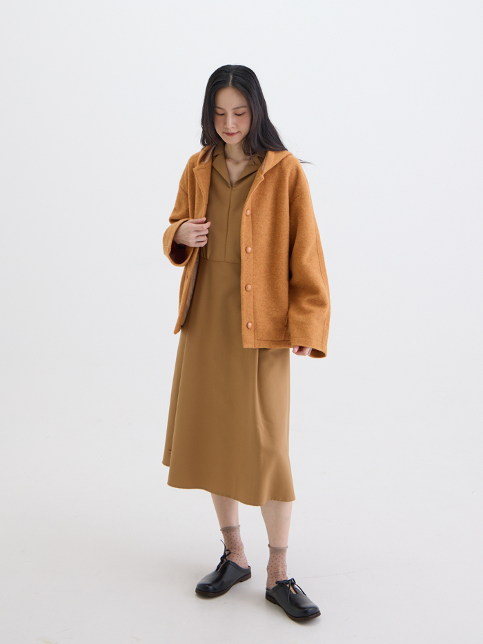 小雪怪連帽澎澎外套-火橘